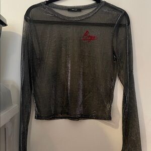 Black Sheer Long Sleeve Top